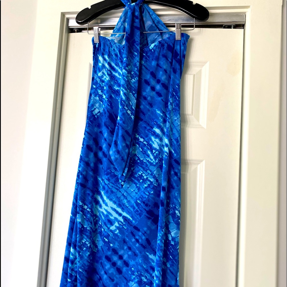 XS blue wrap neck beach cover up